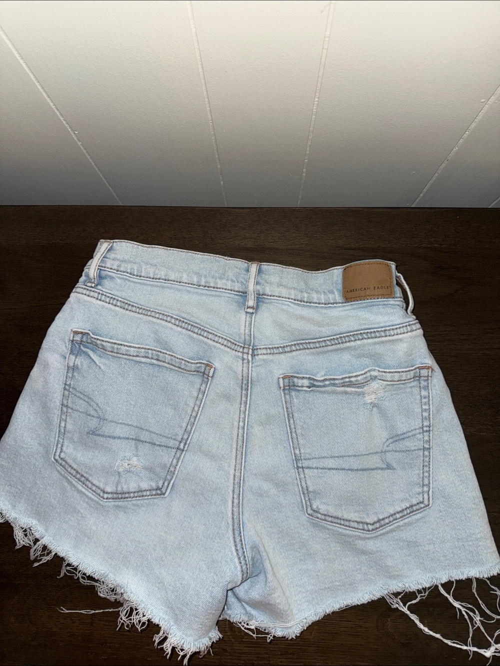 American Eagle Outfitters Light Blue Frayed Denim Shorts Strigid